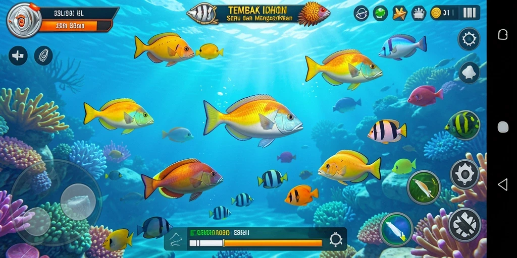 Tampilan gameplay seru dalam 33L dengan aksi Tembak Ikan.
