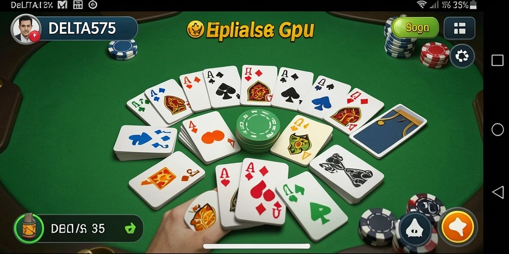 Tampilan gameplay menarik dari DELTA575 dengan suasana permainan Gaple.