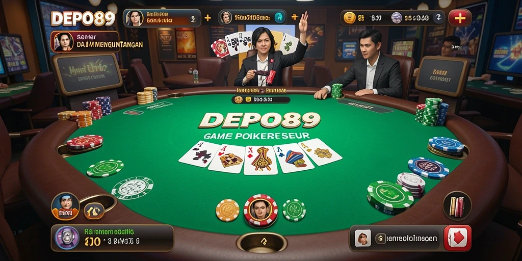 Tampilan gameplay seru DEPO89 dengan pemain aktif di meja Poker.
