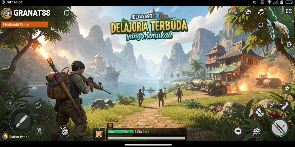 Screenshot gameplay <strong>GRANAT88</strong> yang menampilkan petualangan di dunia terbuka.