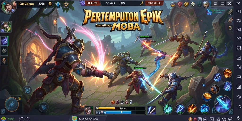 Tangkapan layar ID678 menampilkan pertempuran MOBA yang mendebarkan dan karakter yang menarik.