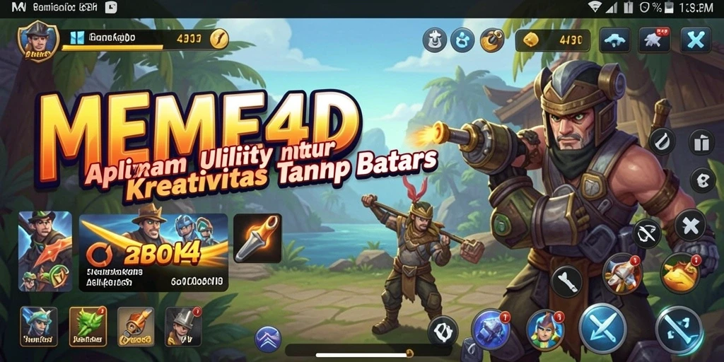 Tampilan screenshot utama dari aplikasi MEME4D dengan berbagai fitur editing.