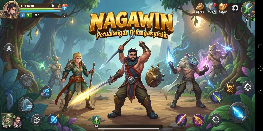 Tampilan aksi seru dalam gameplay NAGAWIN yang penuh petualangan.