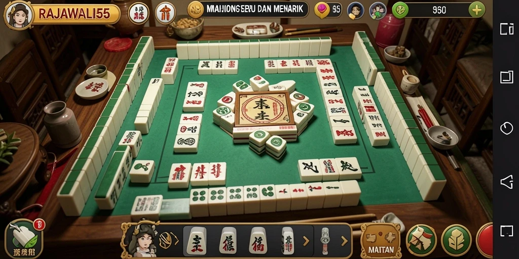 Screenshot gameplay RAJAWALI55 menunjukkan suasana permainan Mahjong yang menegangkan.