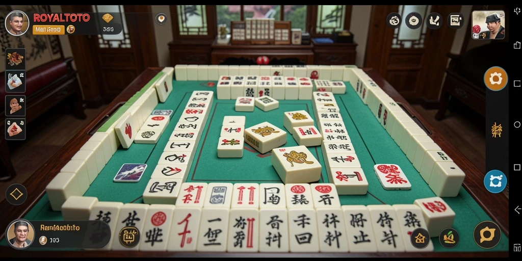 Screenshot permainan <strong>ROYALTOTO</strong> menunjukkan momen menegangkan saat menyelesaikan tantangan Mahjong.