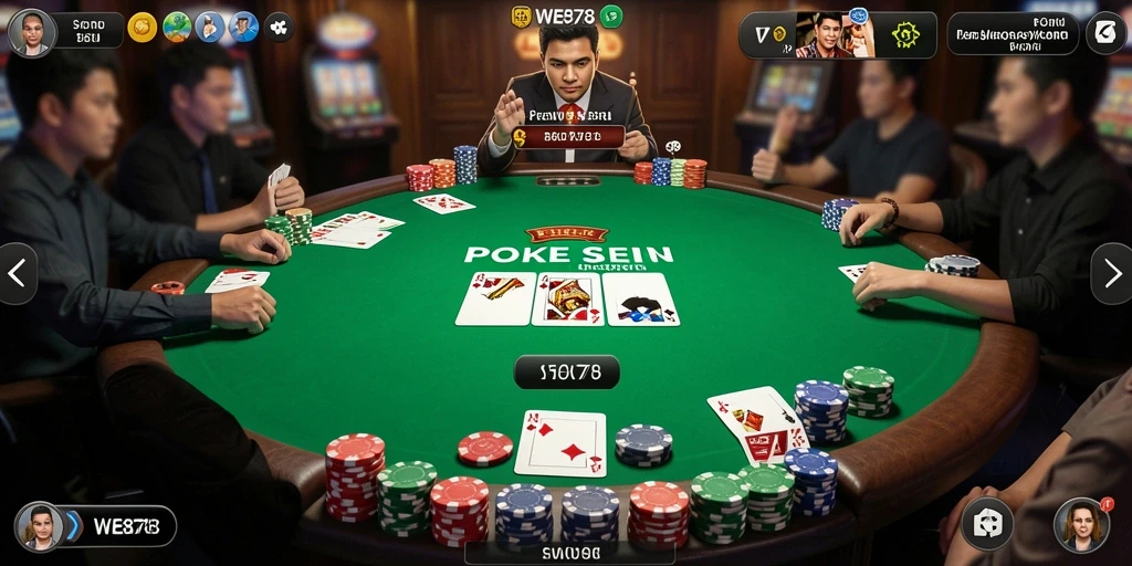 Tampilan gameplay Poker yang mendebarkan di WE878.