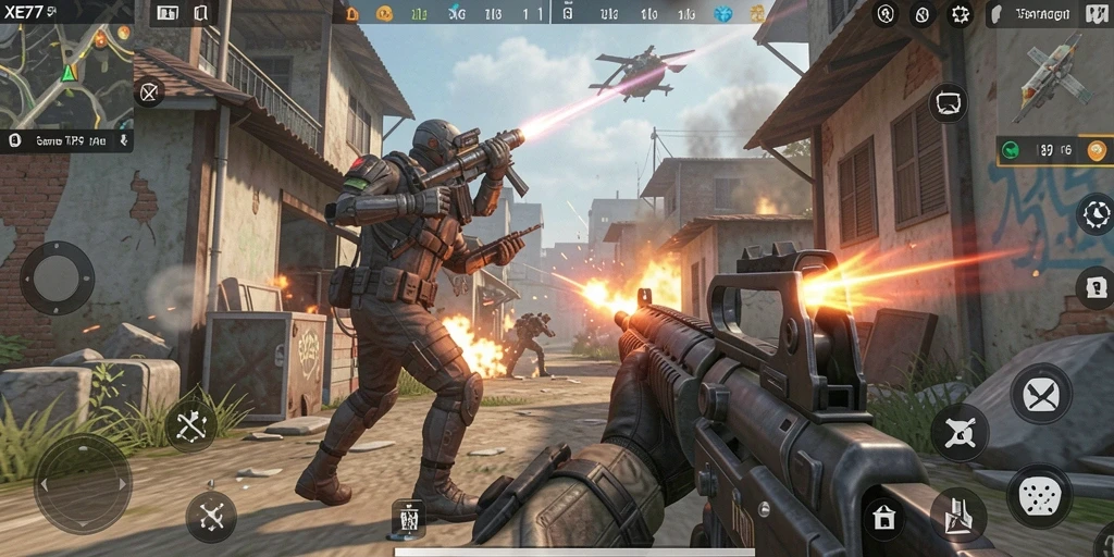 Tampilan gameplay XE77 yang penuh aksi dan strategi.